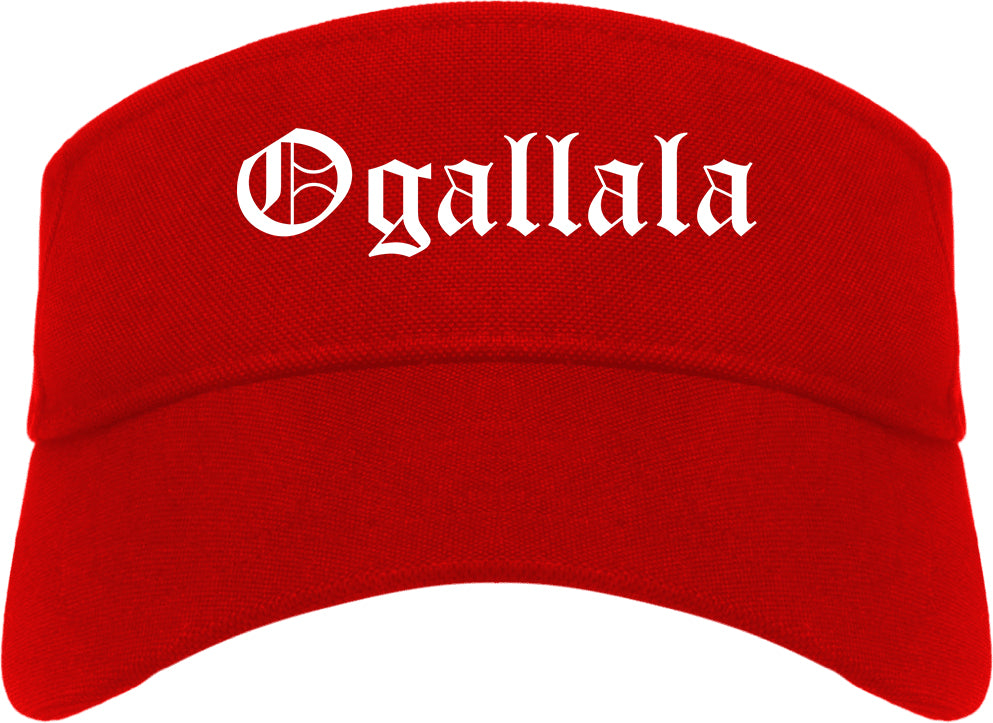 Ogallala Nebraska NE Old English Mens Visor Cap Hat Red