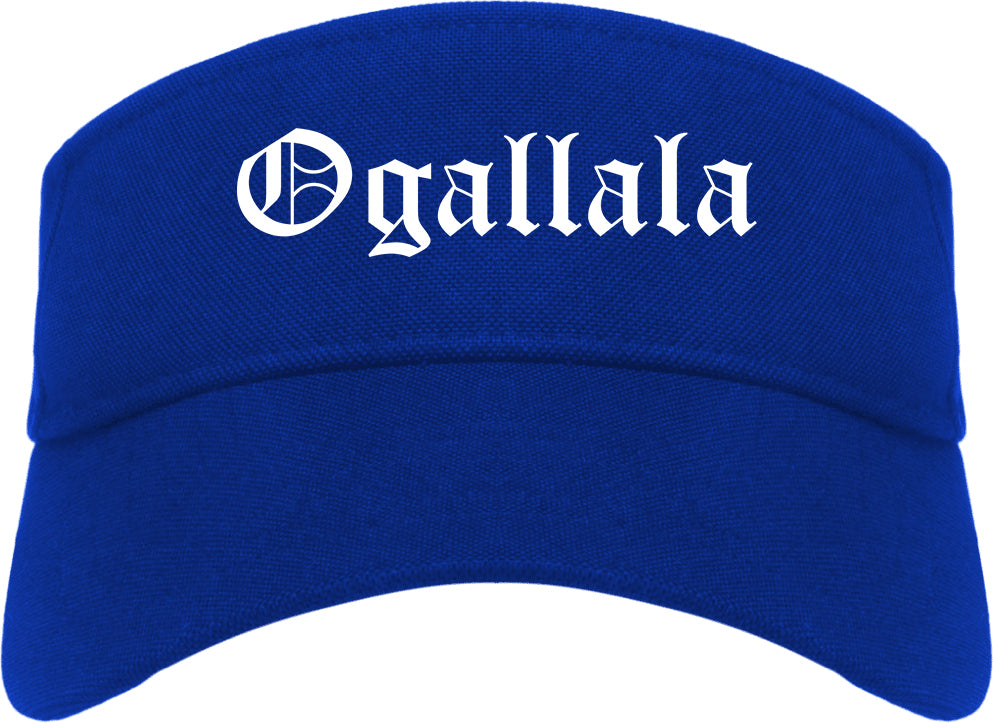 Ogallala Nebraska NE Old English Mens Visor Cap Hat Royal Blue