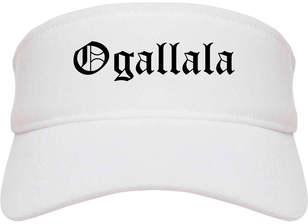 Ogallala Nebraska NE Old English Mens Visor Cap Hat White