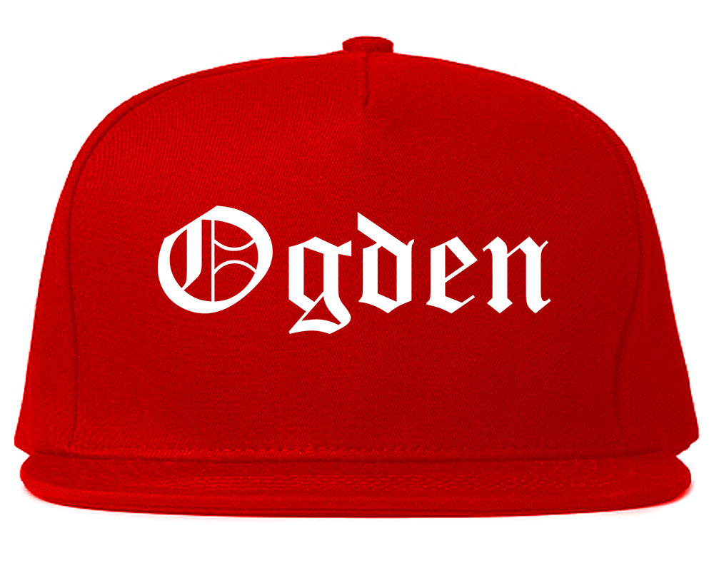 Ogden Utah UT Old English Mens Snapback Hat Red