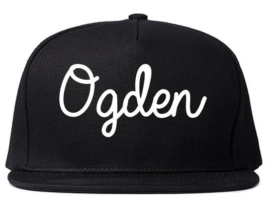Ogden Utah UT Script Mens Snapback Hat Black