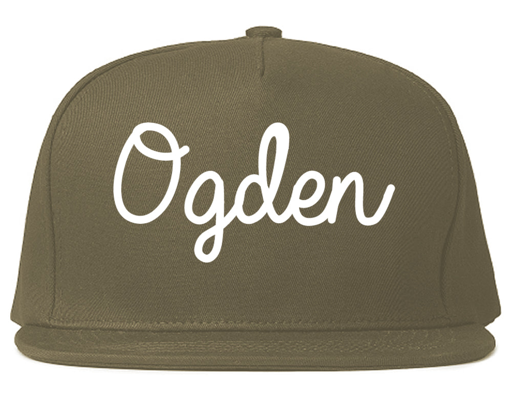 Ogden Utah UT Script Mens Snapback Hat Grey