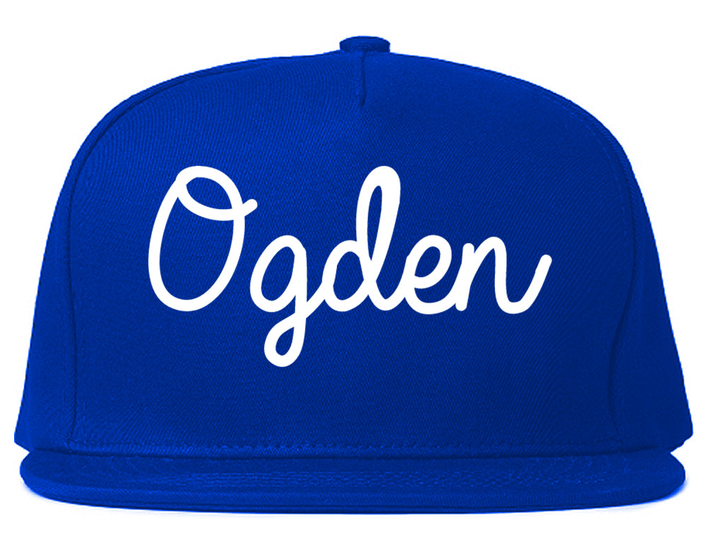 Ogden Utah UT Script Mens Snapback Hat Royal Blue