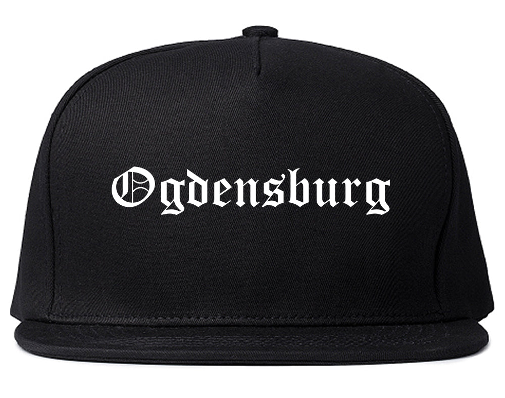 Ogdensburg New York NY Old English Mens Snapback Hat Black