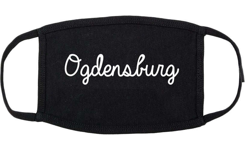 Ogdensburg New York NY Script Cotton Face Mask Black