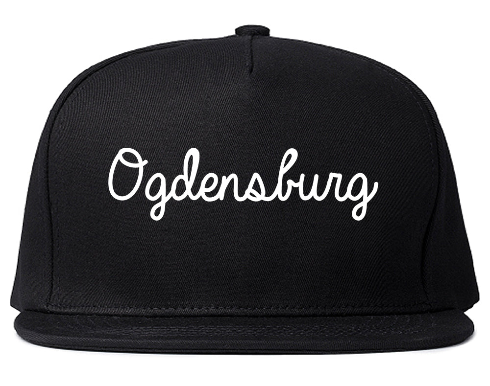 Ogdensburg New York NY Script Mens Snapback Hat Black