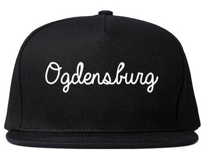 Ogdensburg New York NY Script Mens Snapback Hat Black