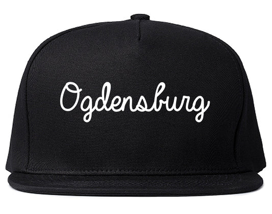Ogdensburg New York NY Script Mens Snapback Hat Black
