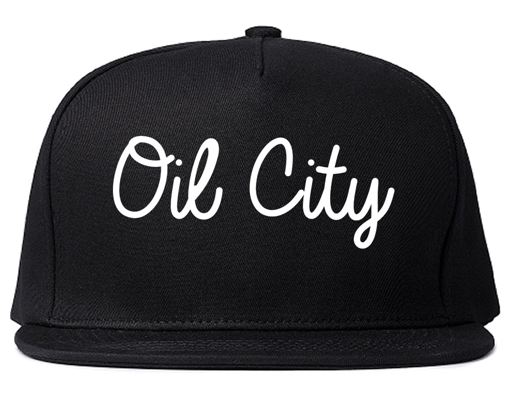 Oil City Pennsylvania PA Script Mens Snapback Hat Black