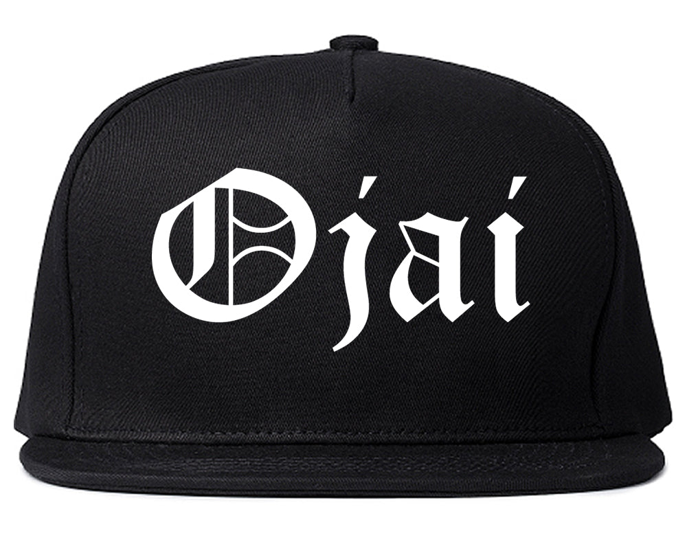 Ojai California CA Old English Mens Snapback Hat Black