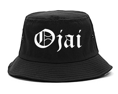 Ojai California CA Old English Mens Bucket Hat Black