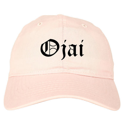 Ojai California CA Old English Mens Dad Hat Baseball Cap Pink