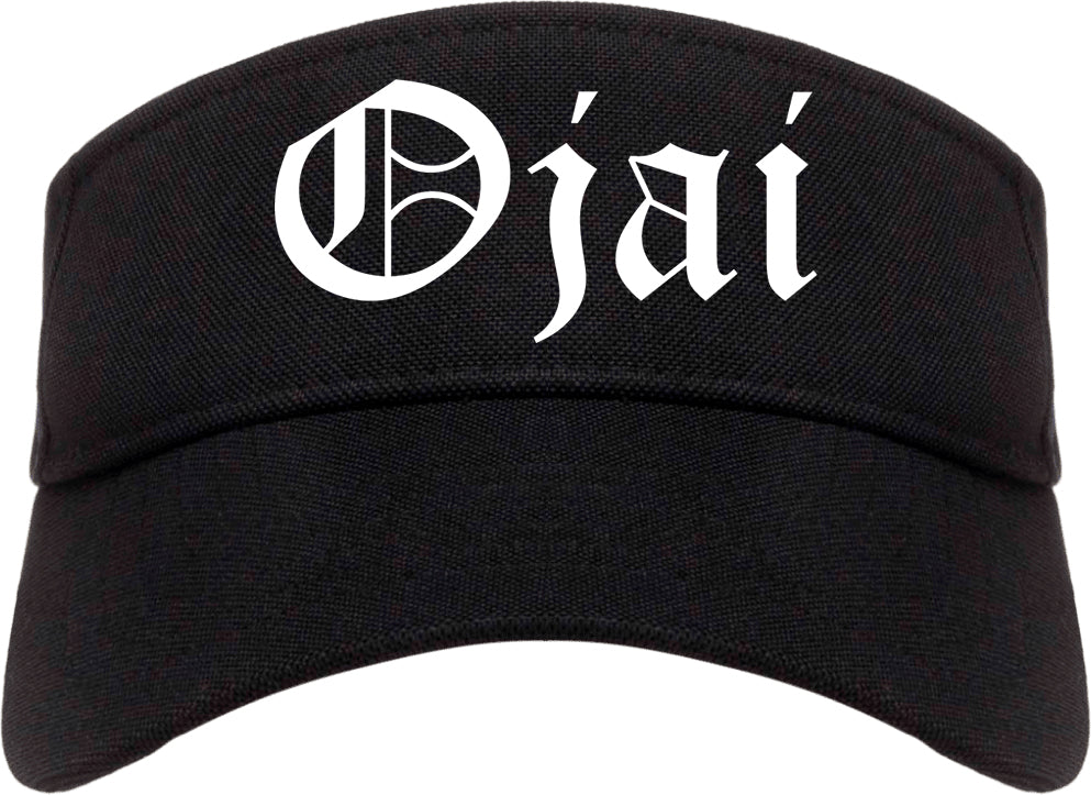 Ojai California CA Old English Mens Visor Cap Hat Black