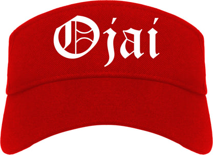 Ojai California CA Old English Mens Visor Cap Hat Red