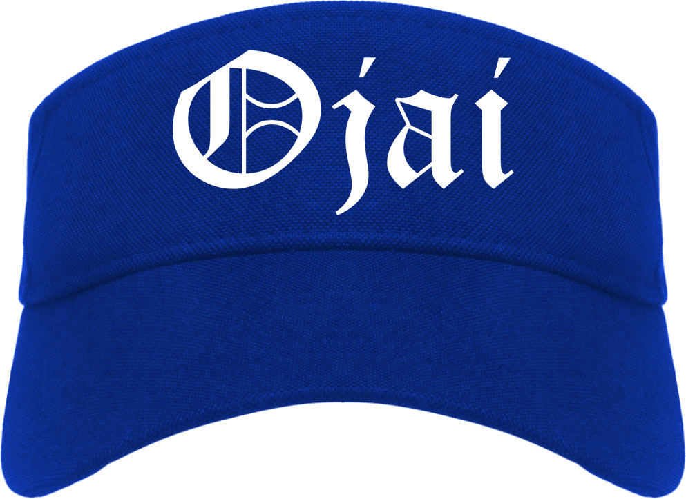 Ojai California CA Old English Mens Visor Cap Hat Royal Blue