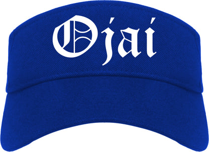 Ojai California CA Old English Mens Visor Cap Hat Royal Blue