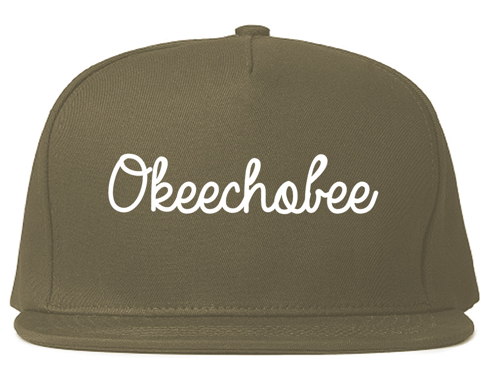Okeechobee Florida FL Script Mens Snapback Hat Grey