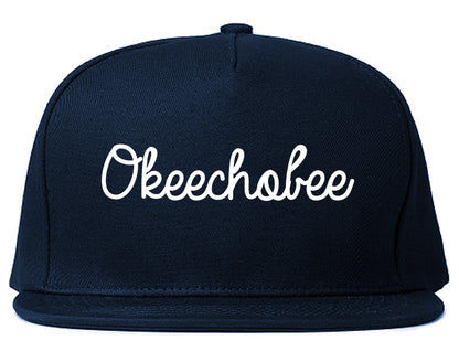 Okeechobee Florida FL Script Mens Snapback Hat Navy Blue