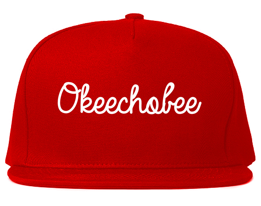 Okeechobee Florida FL Script Mens Snapback Hat Red