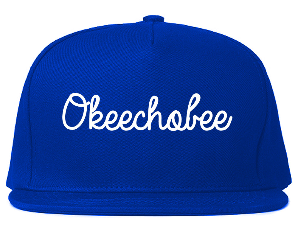 Okeechobee Florida FL Script Mens Snapback Hat Royal Blue