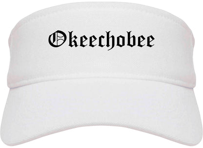 Okeechobee Florida FL Old English Mens Visor Cap Hat White
