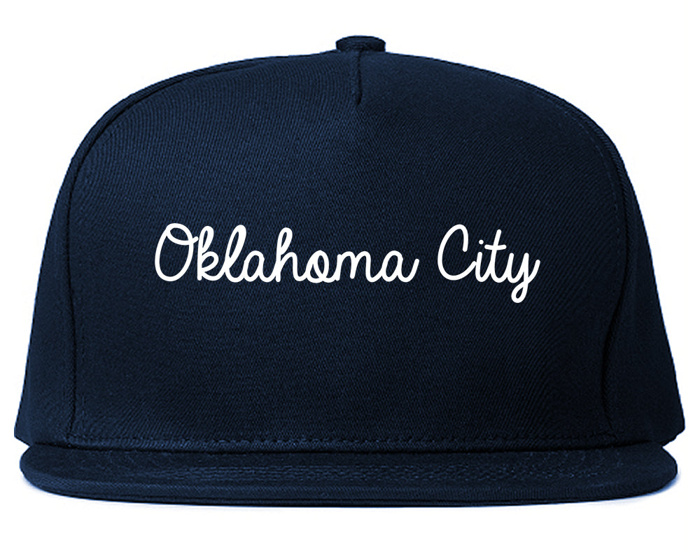 Oklahoma City Oklahoma OK Script Mens Snapback Hat Navy Blue