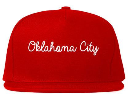 Oklahoma City Oklahoma OK Script Mens Snapback Hat Red