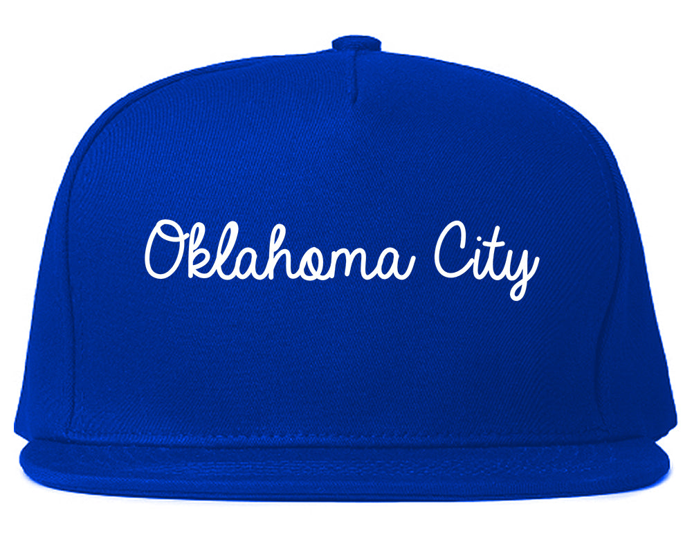 Oklahoma City Oklahoma OK Script Mens Snapback Hat Royal Blue