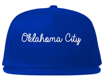 Oklahoma City Oklahoma OK Script Mens Snapback Hat Royal Blue