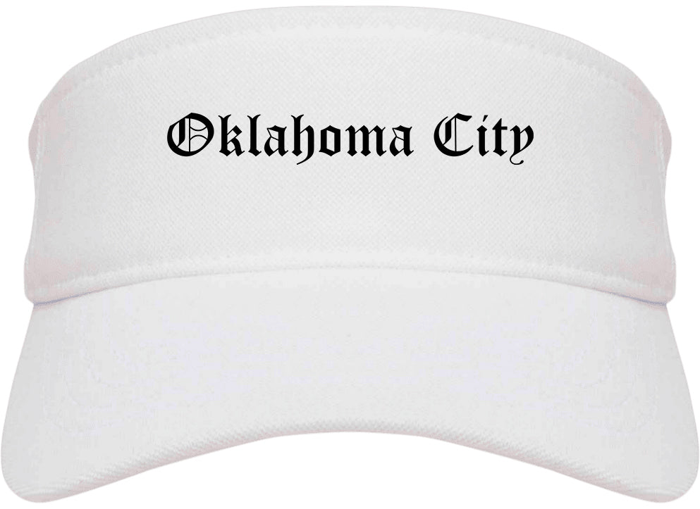 Oklahoma City Oklahoma OK Old English Mens Visor Cap Hat White