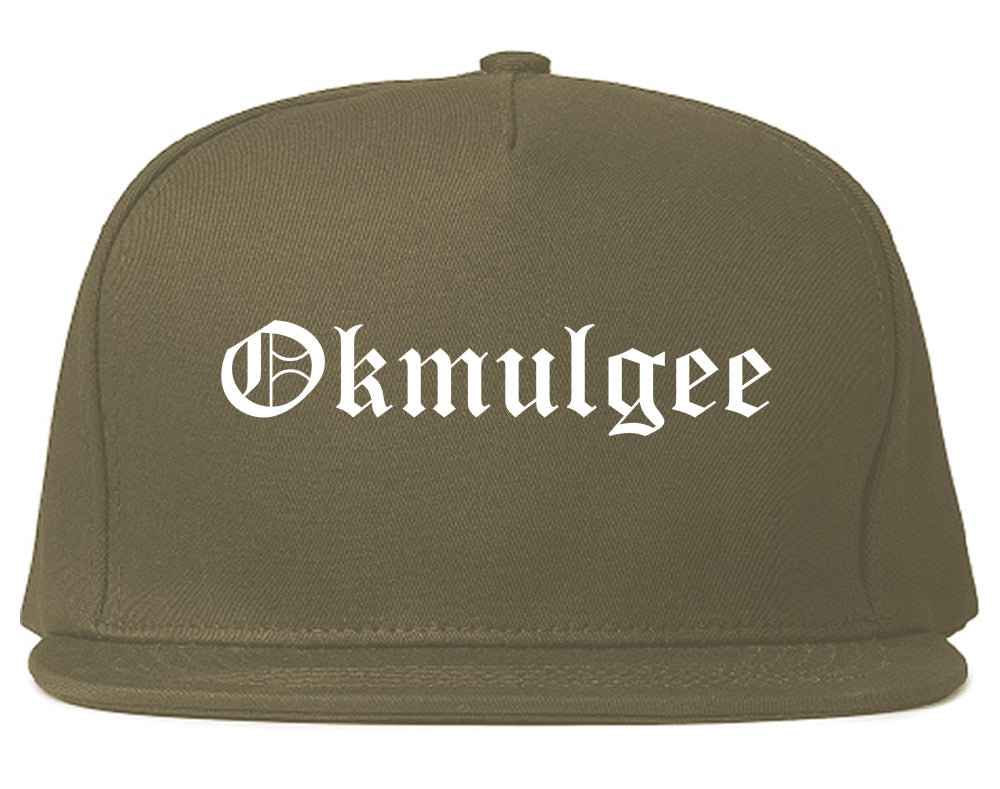 Okmulgee Oklahoma OK Old English Mens Snapback Hat Grey
