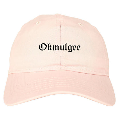 Okmulgee Oklahoma OK Old English Mens Dad Hat Baseball Cap Pink