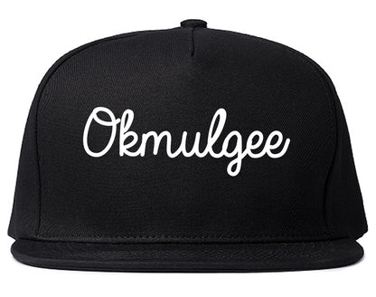 Okmulgee Oklahoma OK Script Mens Snapback Hat Black
