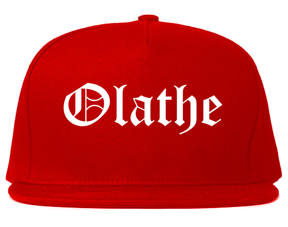 Olathe Kansas KS Old English Mens Snapback Hat Red