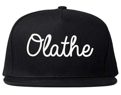 Olathe Kansas KS Script Mens Snapback Hat Black