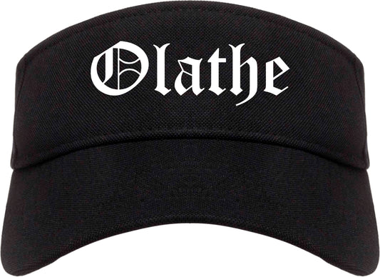 Olathe Kansas KS Old English Mens Visor Cap Hat Black
