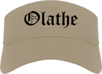 Olathe Kansas KS Old English Mens Visor Cap Hat Khaki