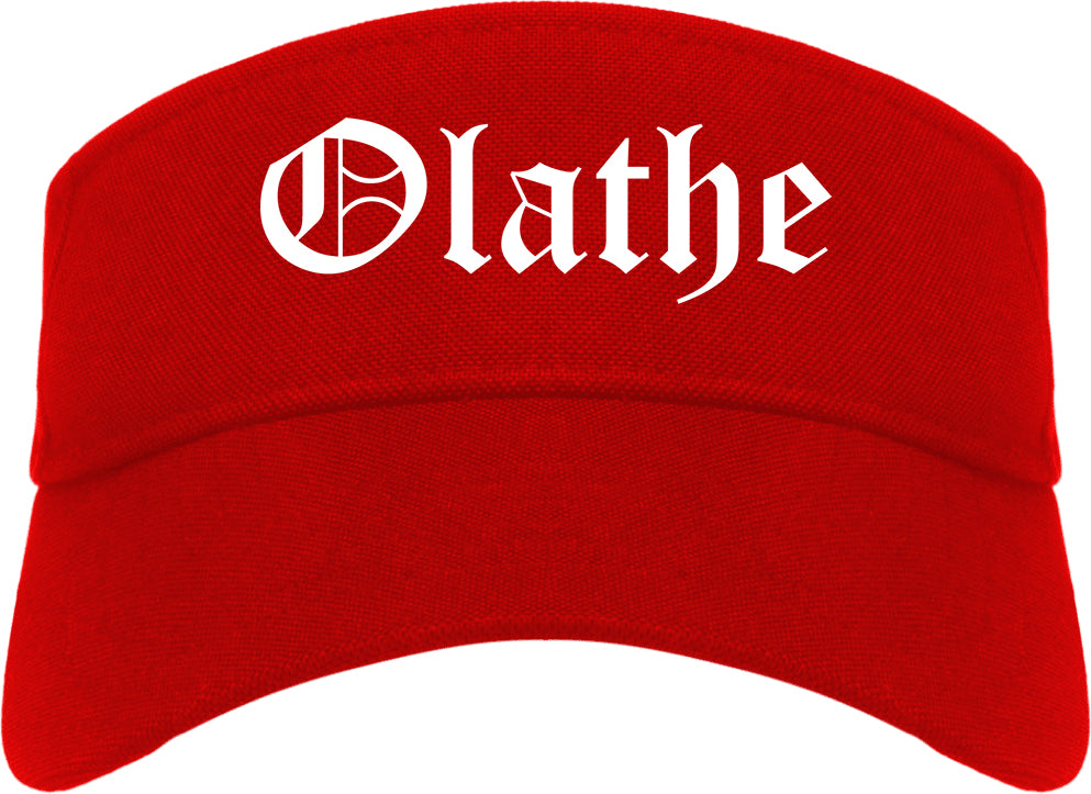Olathe Kansas KS Old English Mens Visor Cap Hat Red