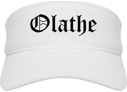 Olathe Kansas KS Old English Mens Visor Cap Hat White