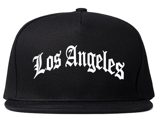 Old English ARCH Los Angeles California Mens Snapback Hat Black