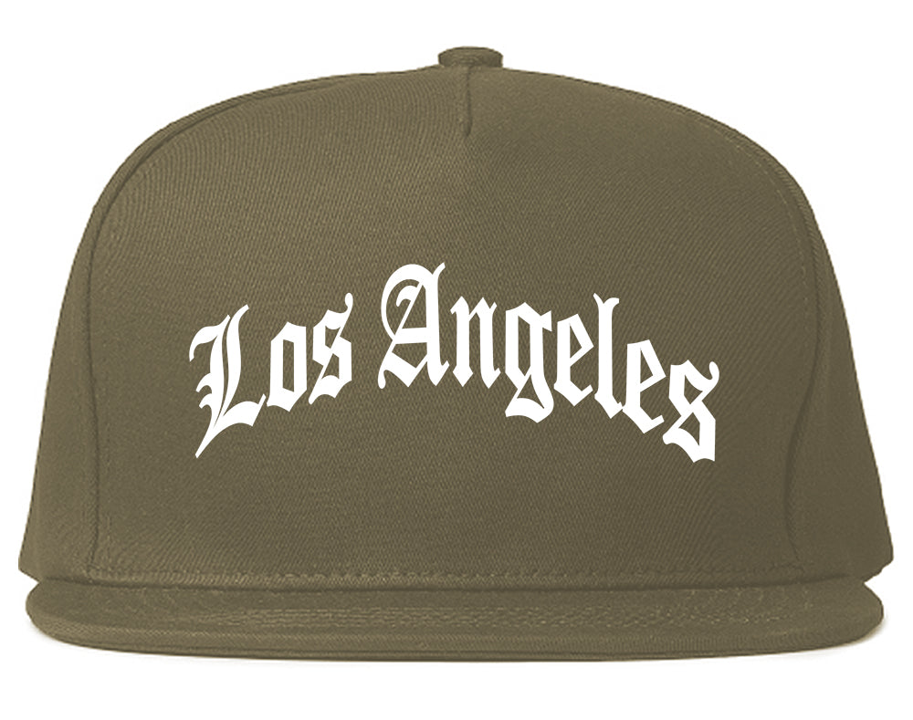 Old English ARCH Los Angeles California Mens Snapback Hat Grey