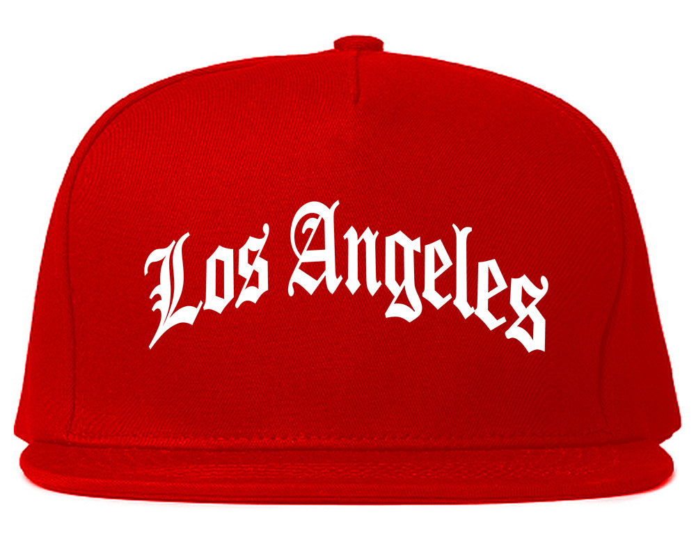 Old English ARCH Los Angeles California Mens Snapback Hat Red
