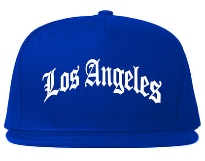 Old English ARCH Los Angeles California Mens Snapback Hat Royal Blue