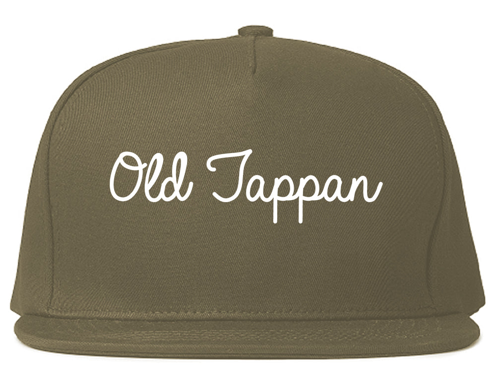 Old Tappan New Jersey NJ Script Mens Snapback Hat Grey