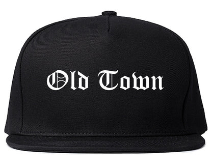 Old Town Maine ME Old English Mens Snapback Hat Black