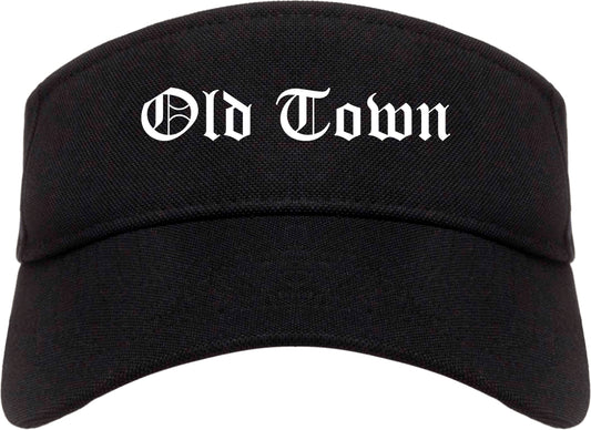 Old Town Maine ME Old English Mens Visor Cap Hat Black