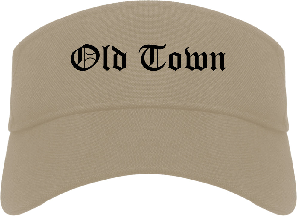 Old Town Maine ME Old English Mens Visor Cap Hat Khaki