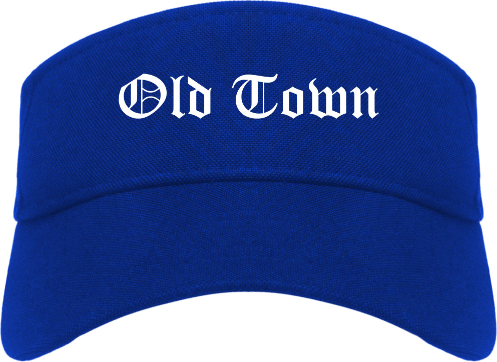 Old Town Maine ME Old English Mens Visor Cap Hat Royal Blue