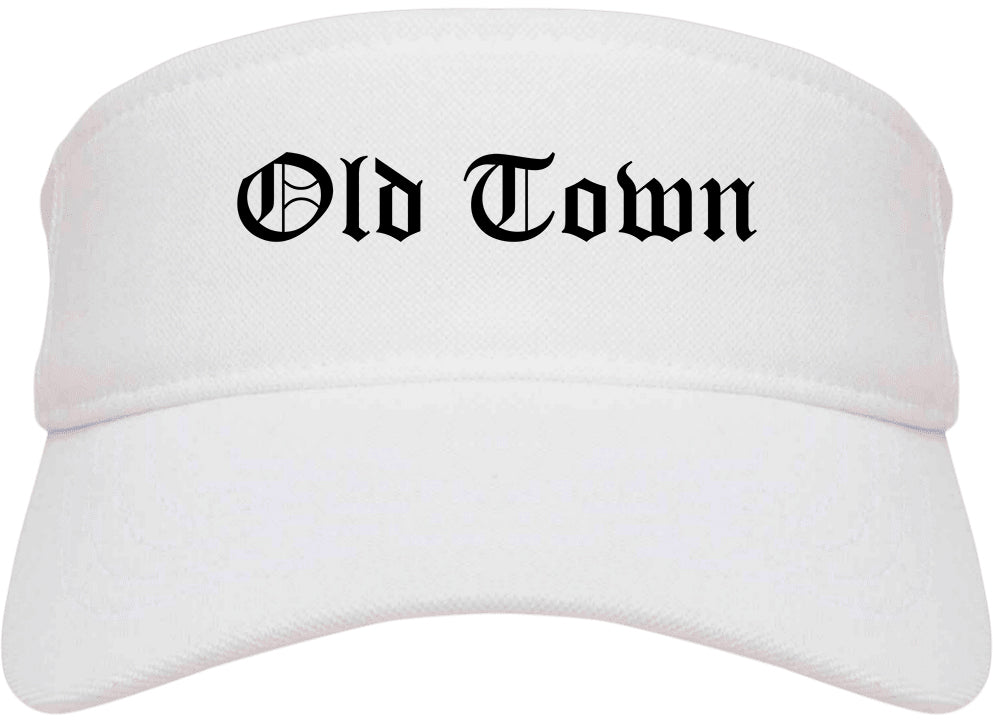 Old Town Maine ME Old English Mens Visor Cap Hat White