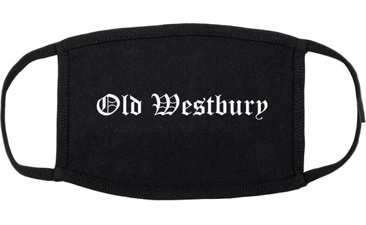 Old Westbury New York NY Old English Cotton Face Mask Black